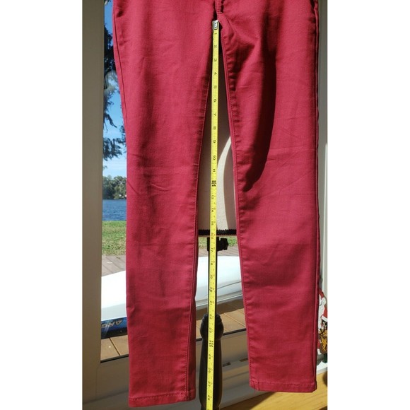 Tinsel Town Denim Couture Pants Teens Sz 5 Red Berry Jeans Skinny Tapered Cotton - Picture 4 of 14